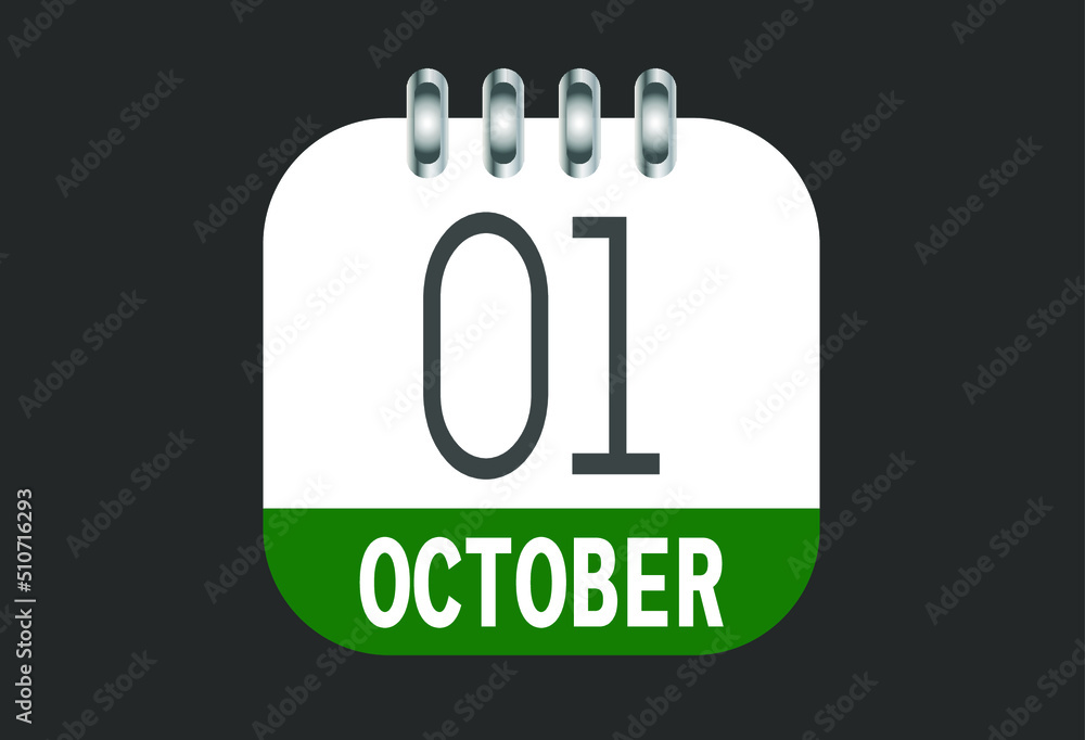 October 1 calendar daily icon. Banner of day, date, month and holiday in october. October 1 calendar daily icon. Banner of day, date, month and holiday in october.