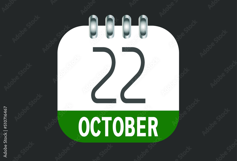 October 22 calendar daily icon. Banner of day, date, month and holiday in october. October 22 calendar daily icon. Banner of day, date, month and holiday in october.
