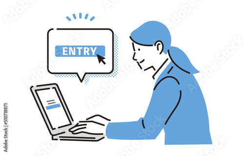 求人にWEBエントリーする就職活動中の女性