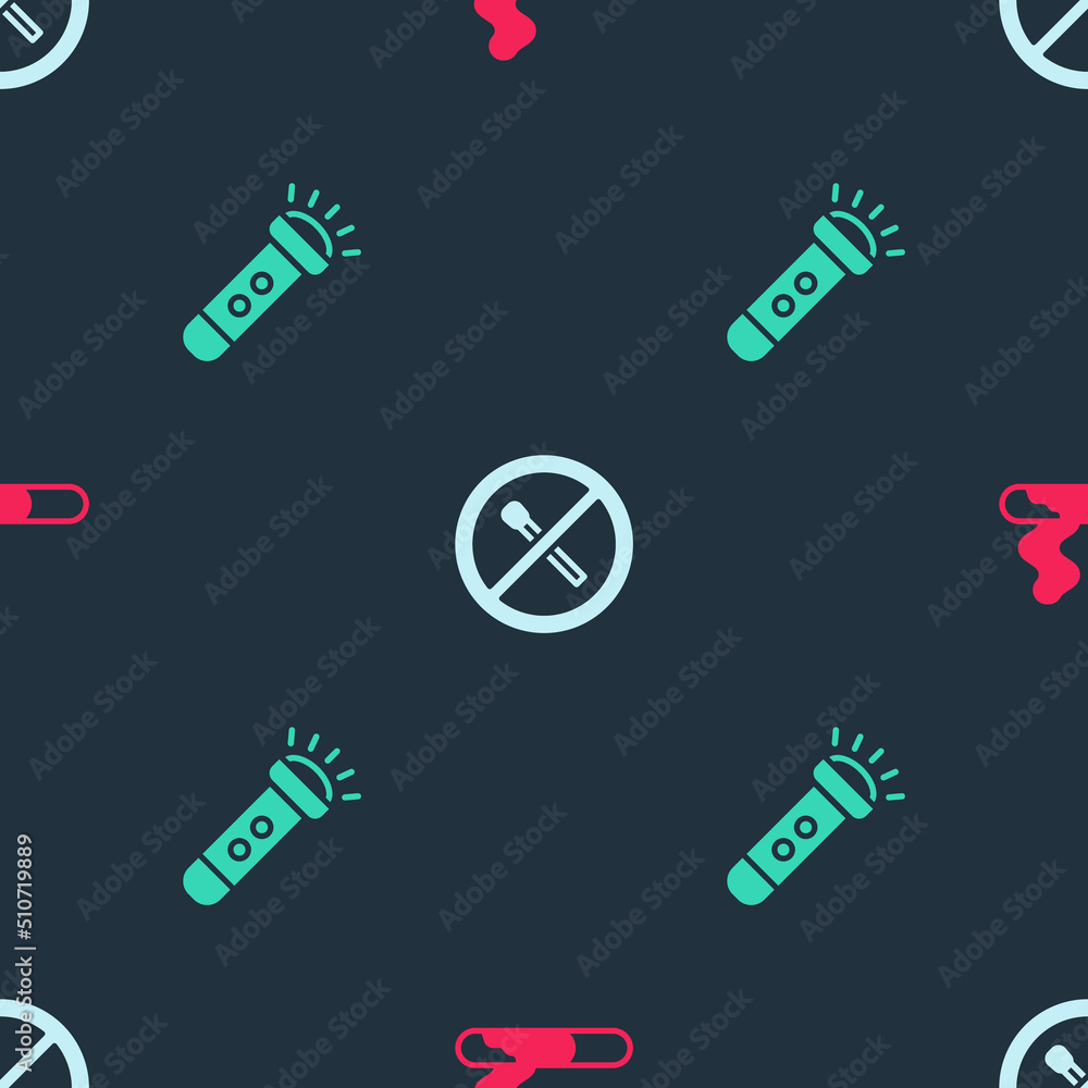 Set Cigarette, No fire match and Flashlight on seamless pattern. Vector Set Cigarette, No fire match and Flashlight on seamless pattern. Vector