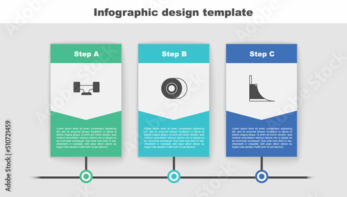 Set Skateboard wheel, and park. Business infographic template. Vector