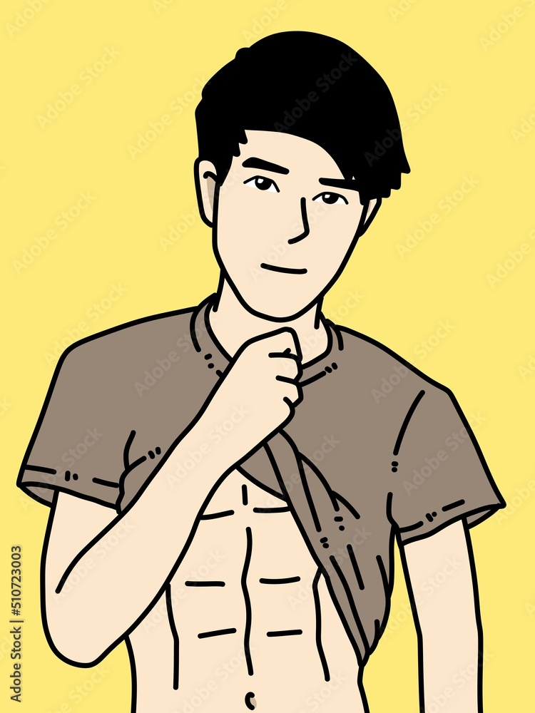 Fototapeta premium cute man cartoon on yellow background