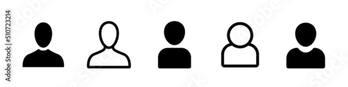 User icon. Vector set of black flat icons isolated on white background. Vector clipart.