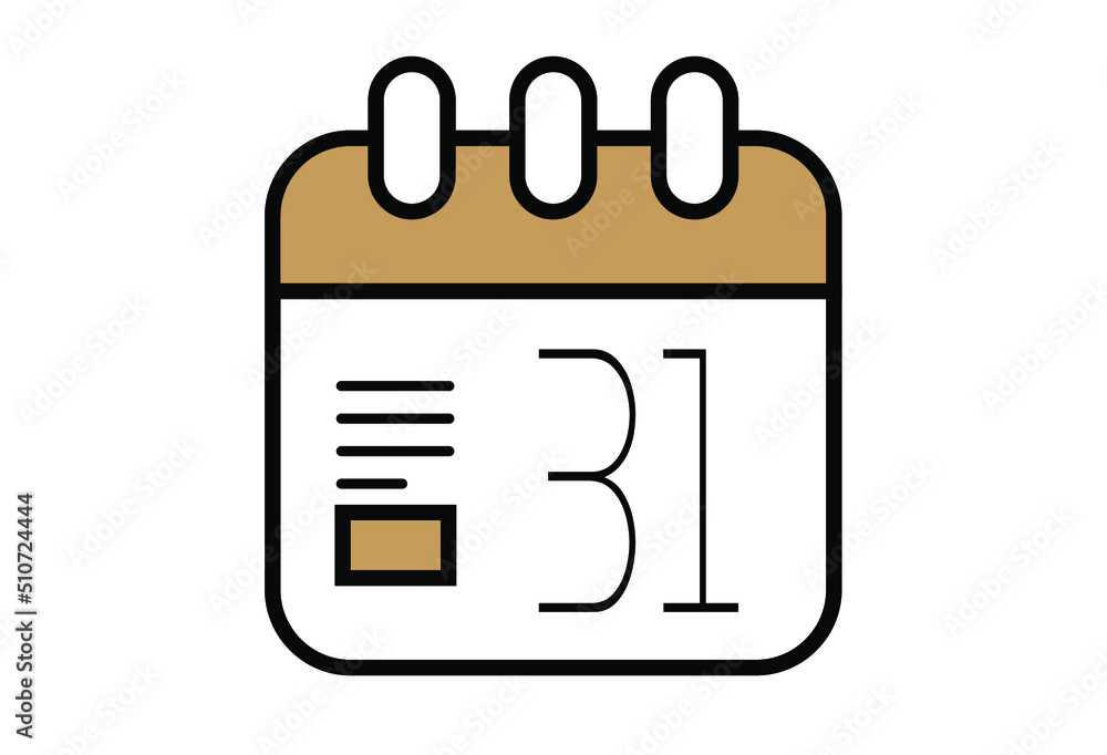 Calendar for day 31 with written information. Banner with informative calendar. Calendar for day 31 with written information. Banner with informative calendar.