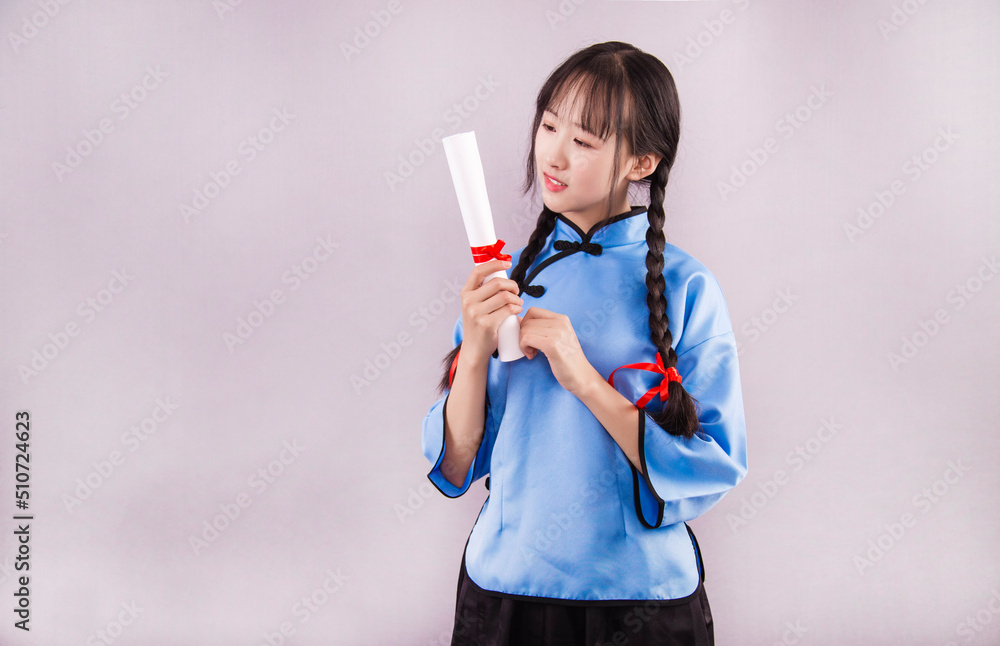 A beautiful woman in a classical Chinese dress A beautiful woman in a classical Chinese dress