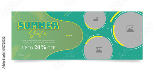 Summer sale facebook, social media, web ad banner template with photos place for promotion, campaign purpose