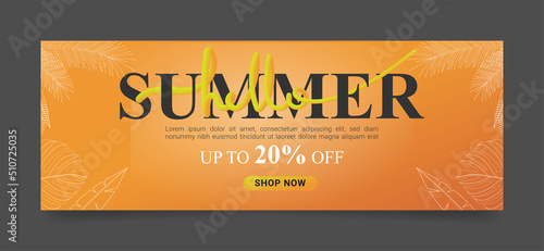 Hello Summer facebook, social media, web ad banner template for any promotion, campaign purpose. Sale summer offer design