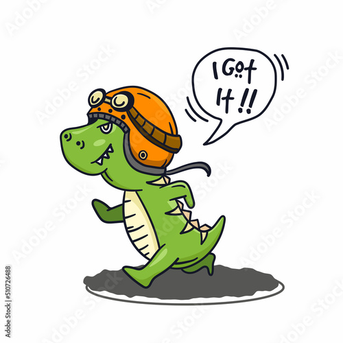 Illustration of dino running for get something