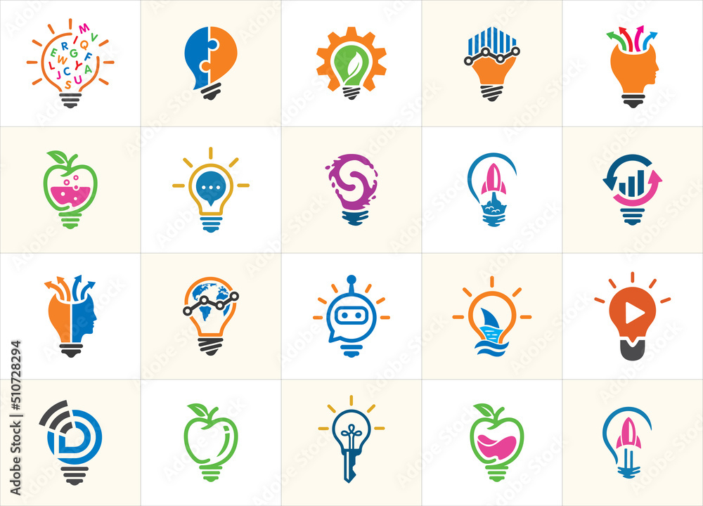 Creative Modern Bulb logo design vector set