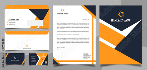 Corporate brand identity, stationary, letterhead, business card, envelope, cover design template