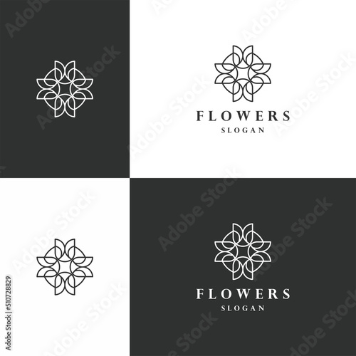 Flowers logo icon flat design template 