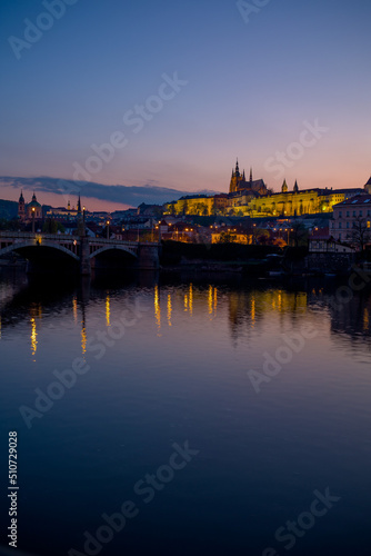 landscape with Vltava river and St. Vitus Cathedral