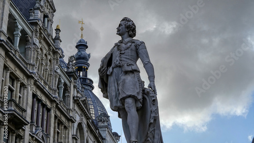 The Meir street of Antwerp, Belgium - Statue of Anthony Van Dyke photo