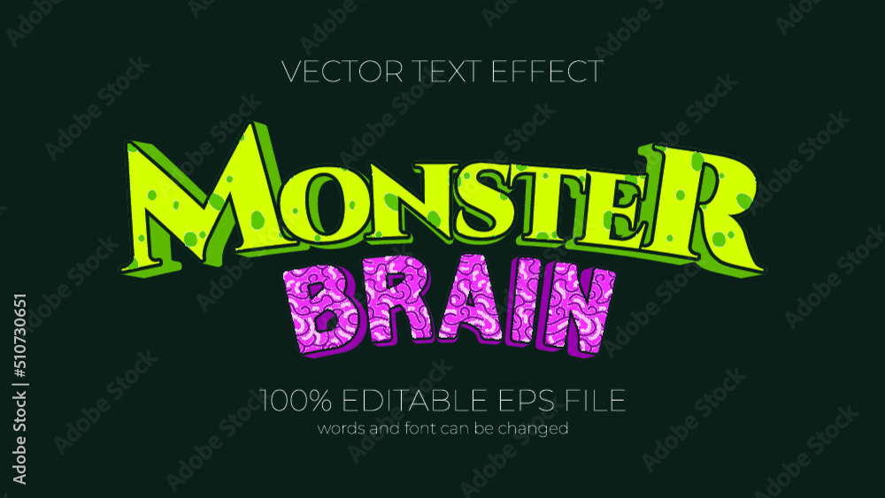 Monster Brain editable text effect style, EPS editable text effect Monster Brain editable text effect style, EPS editable text effect