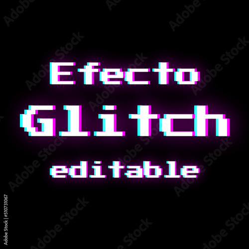 Texto editable efecto glitch, magenta y cien fondo negro 