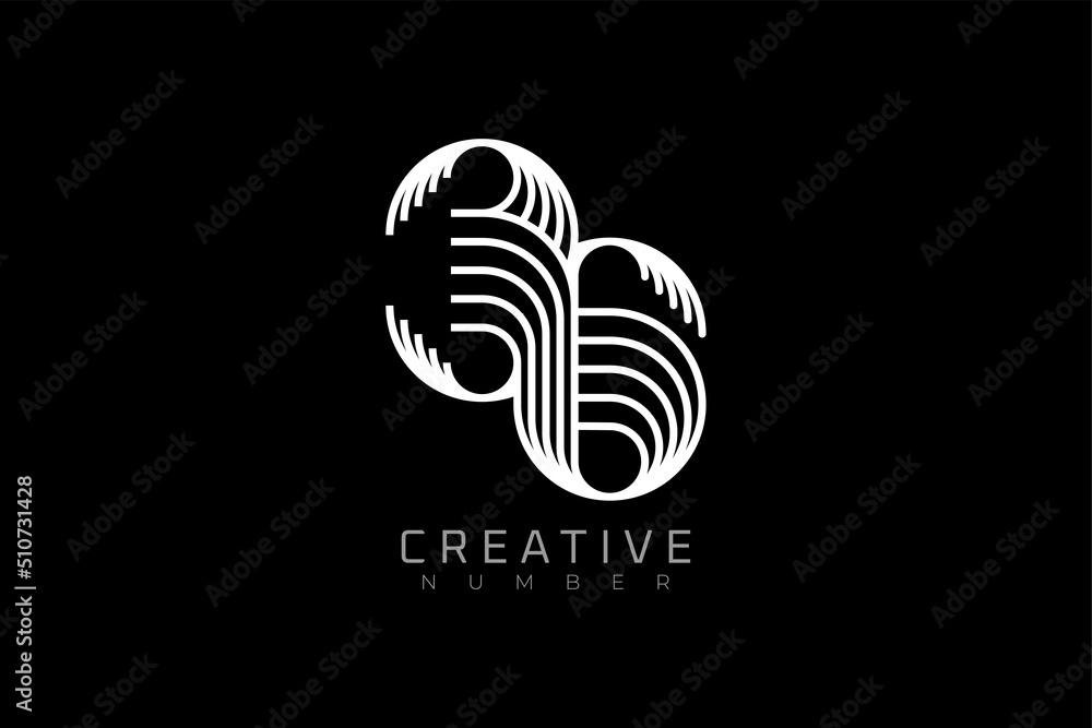 Number 36 Logo, modern and creative number 36 multi line style, usable for brand, anniversary and business logos, flat design logo template, vector illustration - obrazy, fototapety, plakaty 