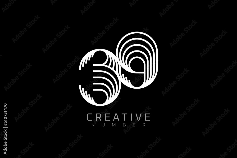 Number 39 Logo, modern and creative number 39 multi line style, usable for brand, anniversary and business logos, flat design logo template, vector illustration Number 39 Logo, modern and creative number 39 multi line style, usable for brand, anniversary and business logos, flat design logo template, vector illustration