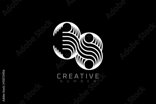 Number 38 Logo, modern and creative number 38 multi line style, usable for brand, anniversary and business logos, flat design logo template, vector illustration photo