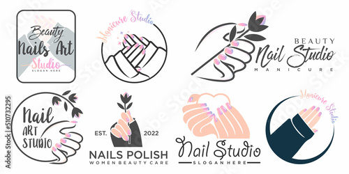 Nails logo collection with creative and unique element concept