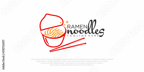 Chinese noodle logo design icon template. Japanese ramen vector illustration