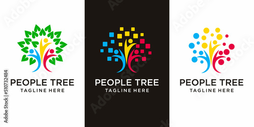 Human Tree Creative Concept Logo Design Template