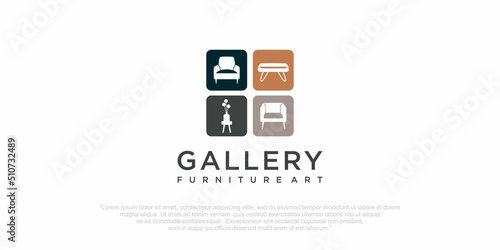 furniture logo. Symbol and icon of chairs, sofas, tables, and home furnishings.