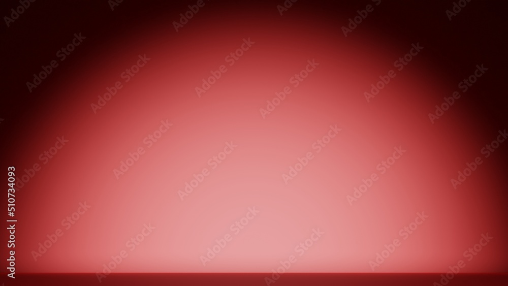 Obraz premium Interior dark red room. Focal light in a empty background. Dark red empty room with a frontal view.