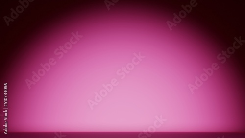 Interior pink room. Focal light in a empty background. Pink empty room with a frontal view.