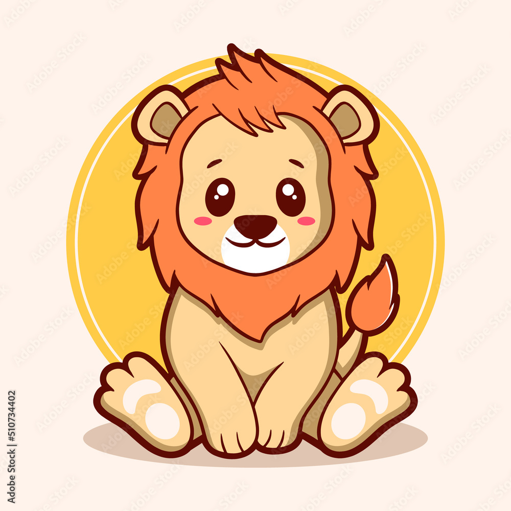 Fototapeta premium Cute Lion Cartoon Illustration