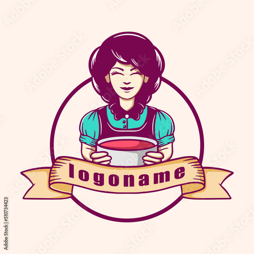 Soup logo template cartoon vector