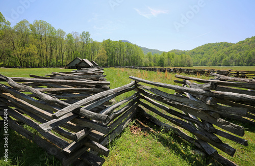 Fototapeta Naklejka Na Ścianę i Meble -  The fence in Mountain Farm Museum - Great Smoky Mountains National Park, North Carolina