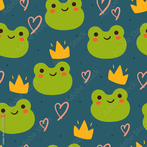 seamless pattern cartoon frog. cute animal wallpaper for kids, textile, fabric print © PIPIOREN