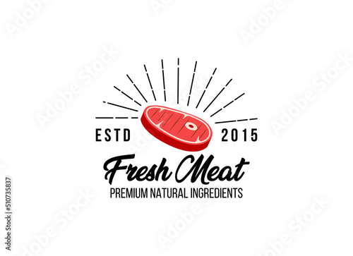 Steak House Logo. Steak in vintage style logo design template. 