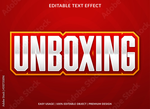 unboxing editable text effect template with abstract background style use for business brand and logo