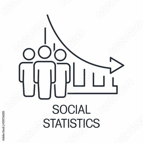 Social statistics. Vector linear icon isolated on white background