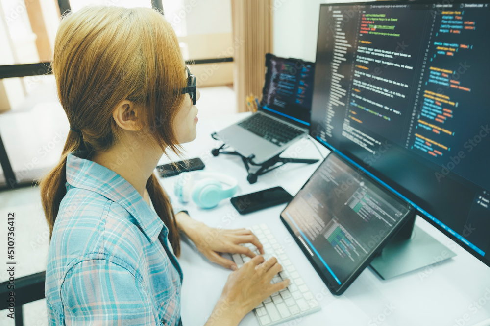 Programmer is coding and programming software. Stock Illustration ...