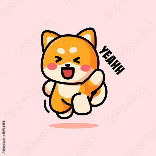 shiba inu is posing cute and adorable