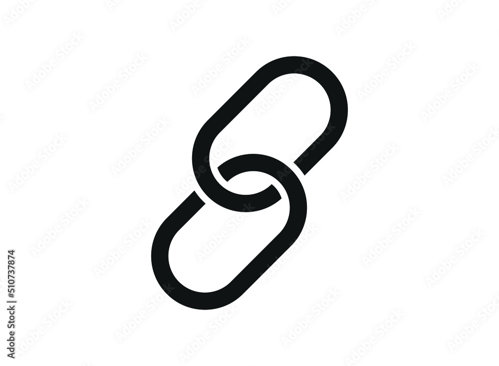 Chain icon in solid black flat shape chain icon, isolated on white background. Chain icon in solid black flat shape chain icon, isolated on white background.