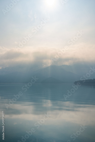Taiwan  China Chiayi Nantou Sun Moon Lake shrouded in clouds