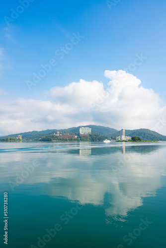 Taiwan, China Chiayi Nantou Sun Moon Lake shrouded in clouds