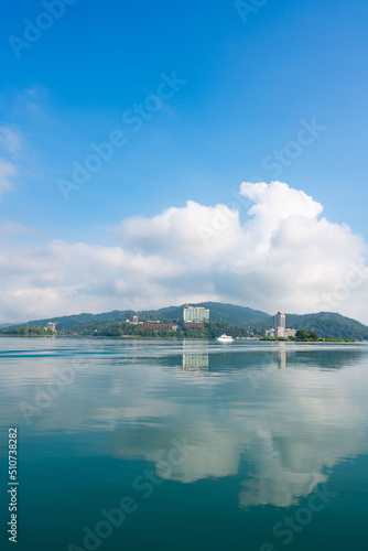 Taiwan, China Chiayi Nantou Sun Moon Lake shrouded in clouds photo