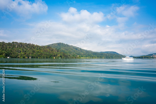 Taiwan, China Chiayi Nantou Sun Moon Lake shrouded in clouds