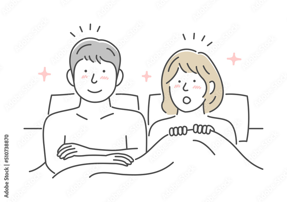 Vector illustration of a young couple in bed | inspiration, idea, notice Vector illustration of a young couple in bed | inspiration, idea, notice
