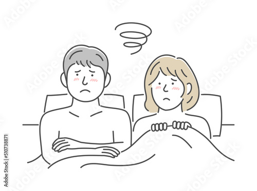 Vector illustration of a young couple in bed | depression, disappointment
