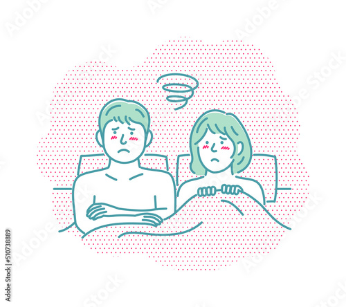 Vector illustration of a young couple in bed | depression, disappointment