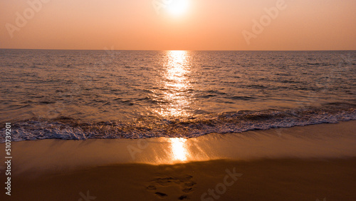 Background of twilight sunset and sea ocean during sunset