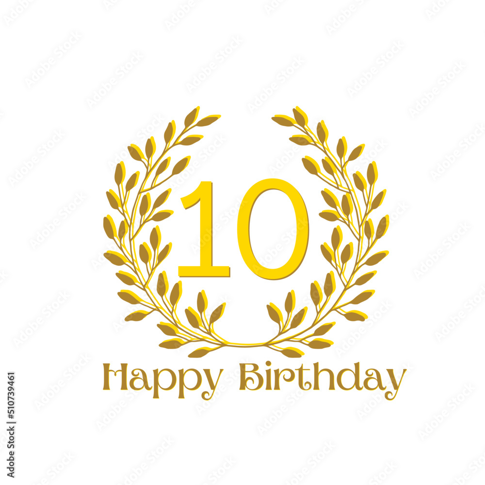 Happy 10th Anniversary (with golden leaf bow) Happy 10th Anniversary (with golden leaf bow)