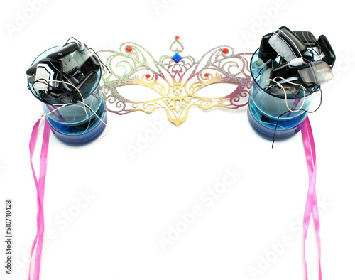 Creative Craft Space Mask Stone Beads lue Glasses Frame