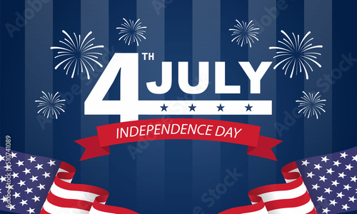 Fourth of July background - American Independence Day vector illustration - 4th of July typographic design USA