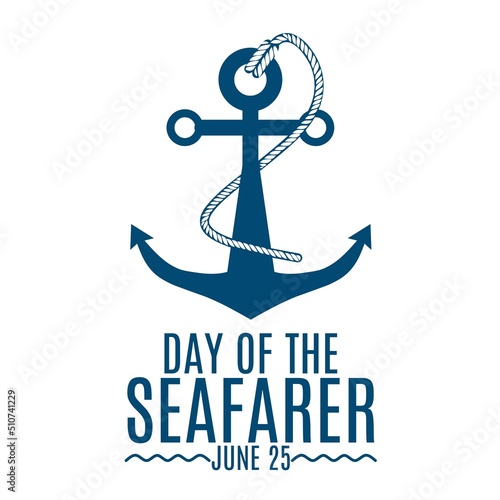silhouette of anchor with rope. perfect for seafarer day